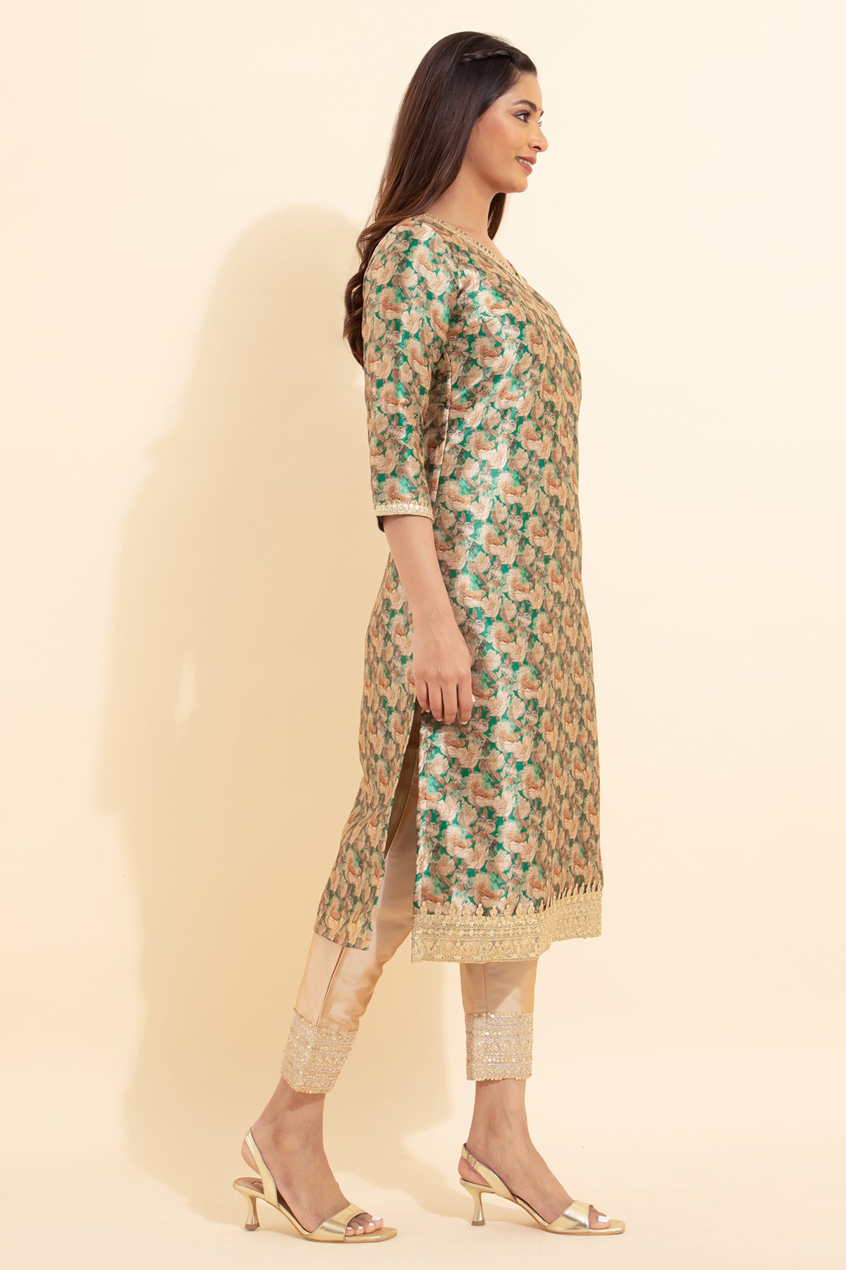 Floral Digital Printed Kurta - Green