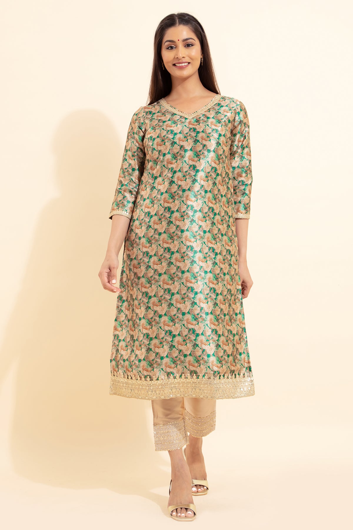 Floral Digital Printed Kurta - Green