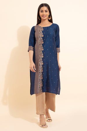 Floral Printed Kurta - Blue