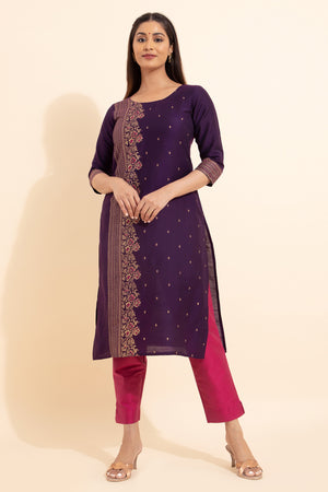 Floral Printed Kurta - Purple