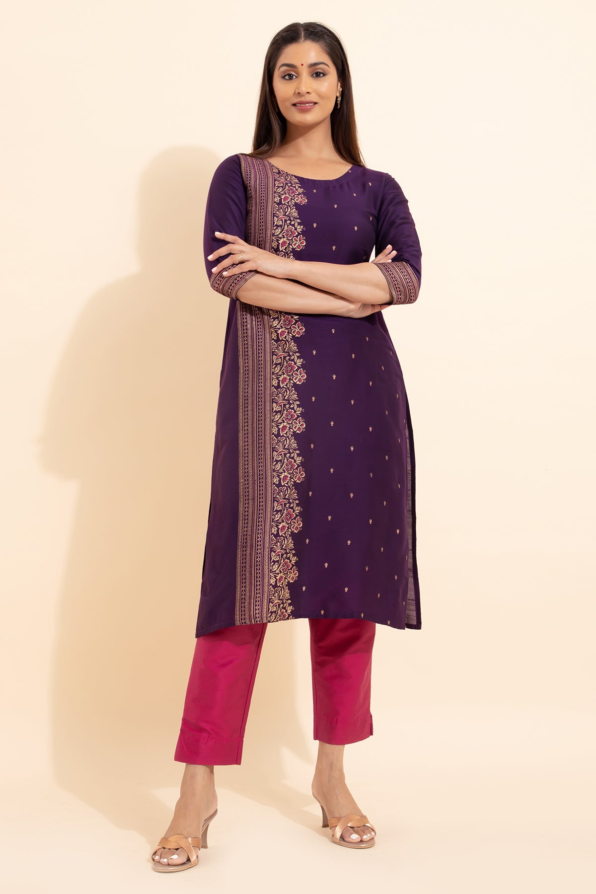 Floral Printed Kurta - Purple