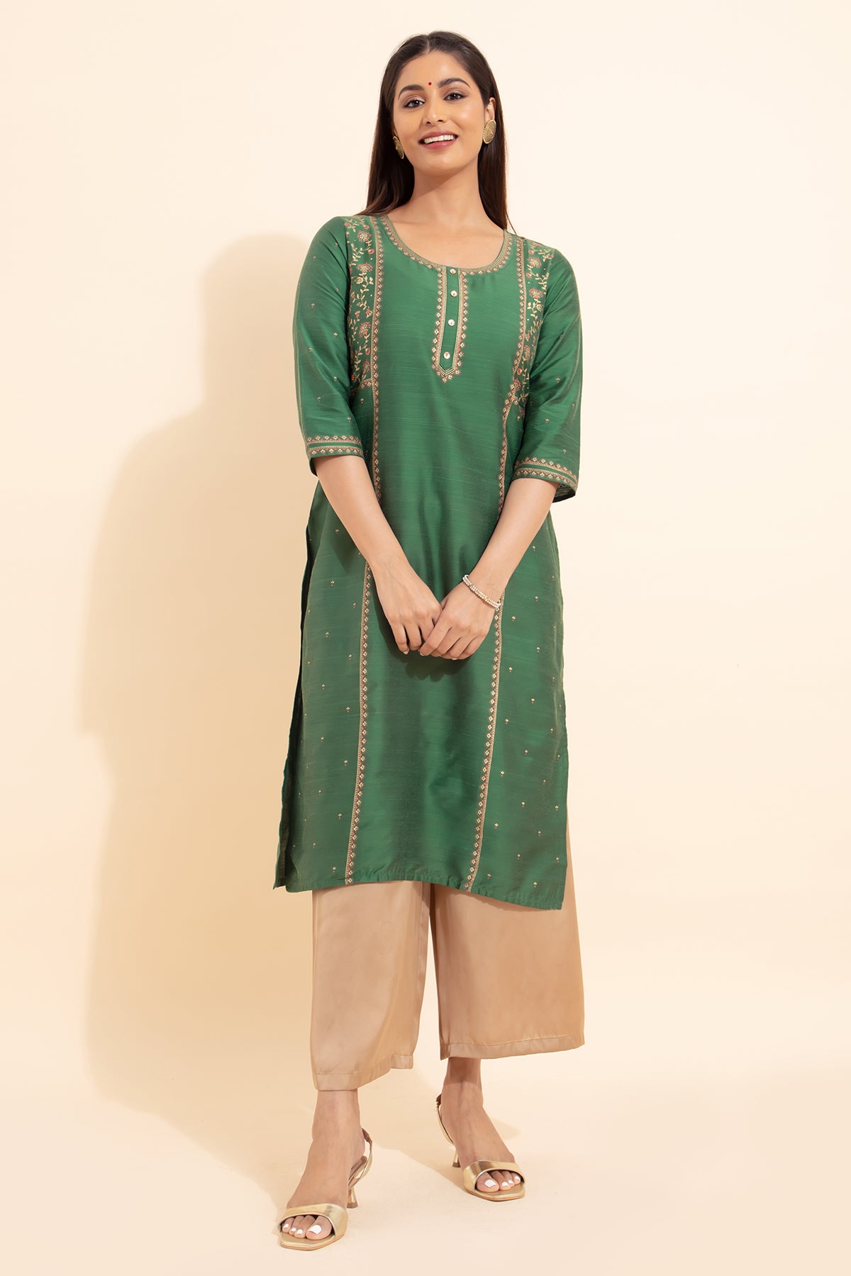 Ditsy Floral Printed Kurta - Green