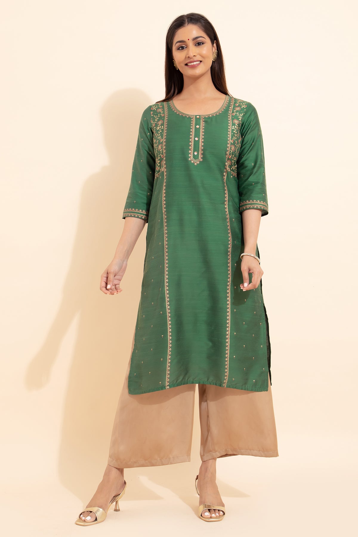 Ditsy Floral Printed Kurta - Green