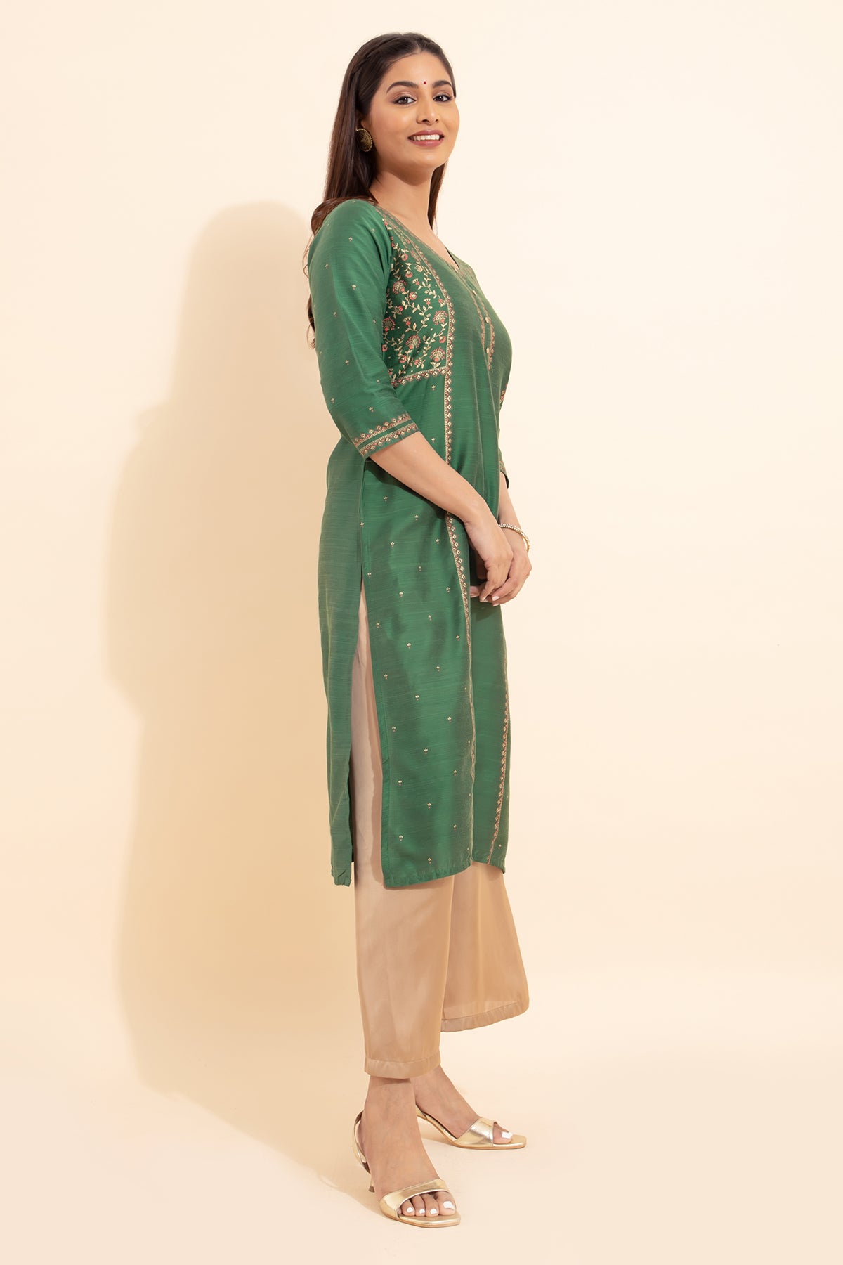 Ditsy Floral Printed Kurta - Green