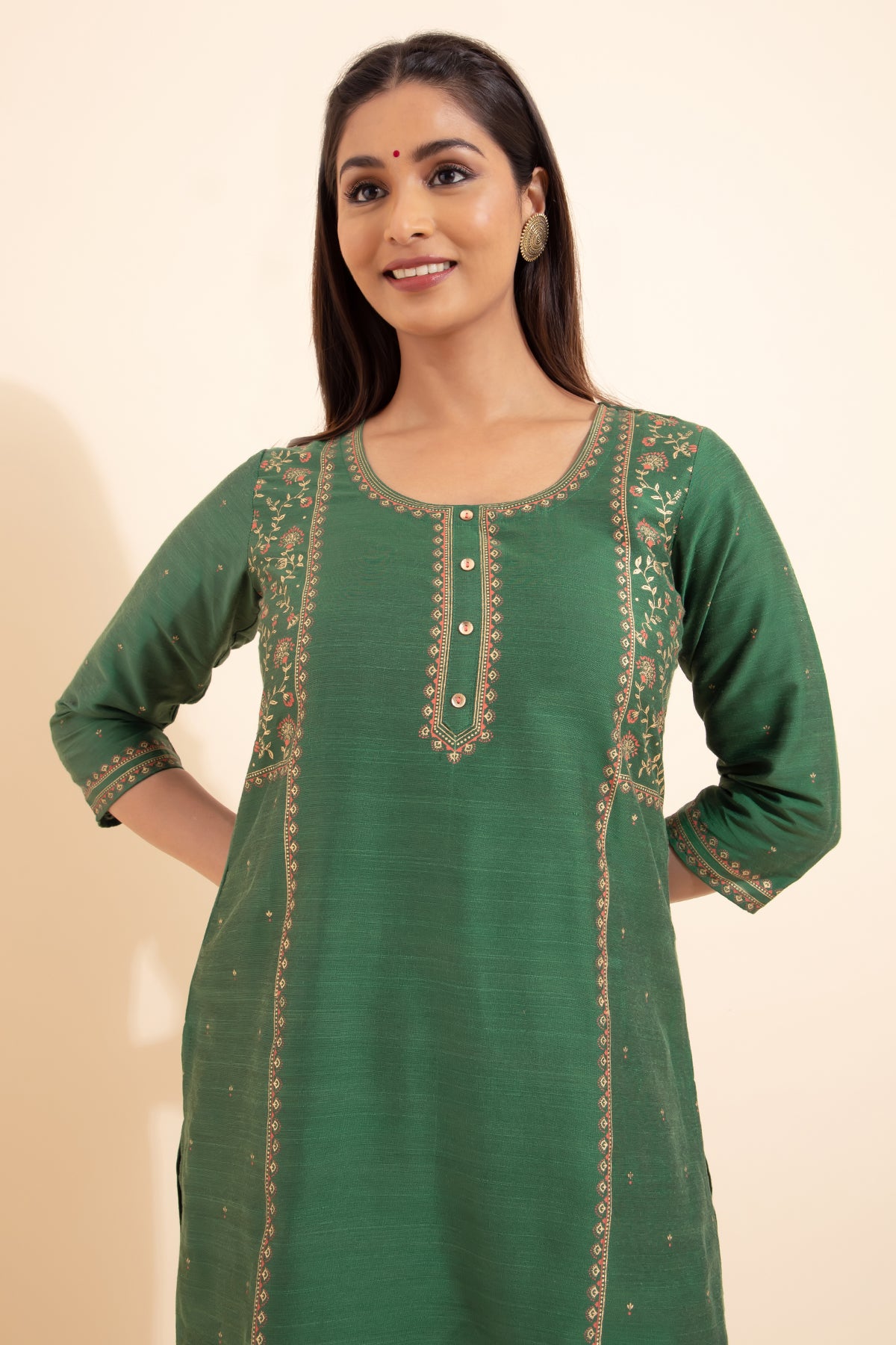 Ditsy Floral Printed Kurta - Green