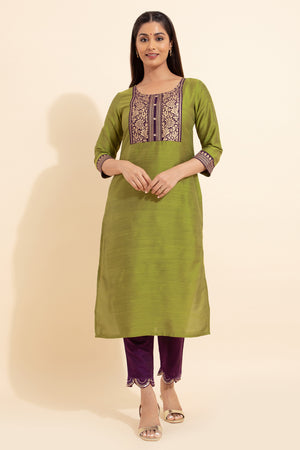 Floral Printed Kurta - Green