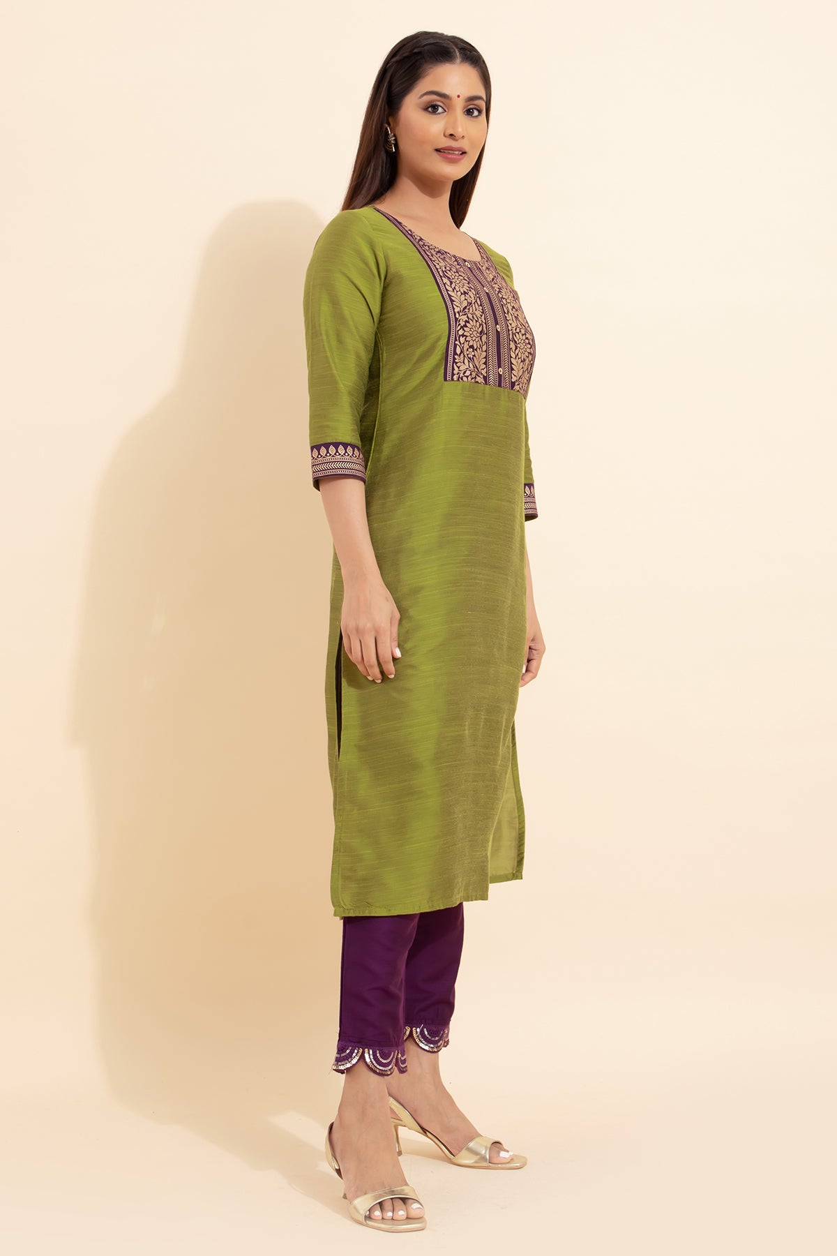 Floral Printed Kurta - Green