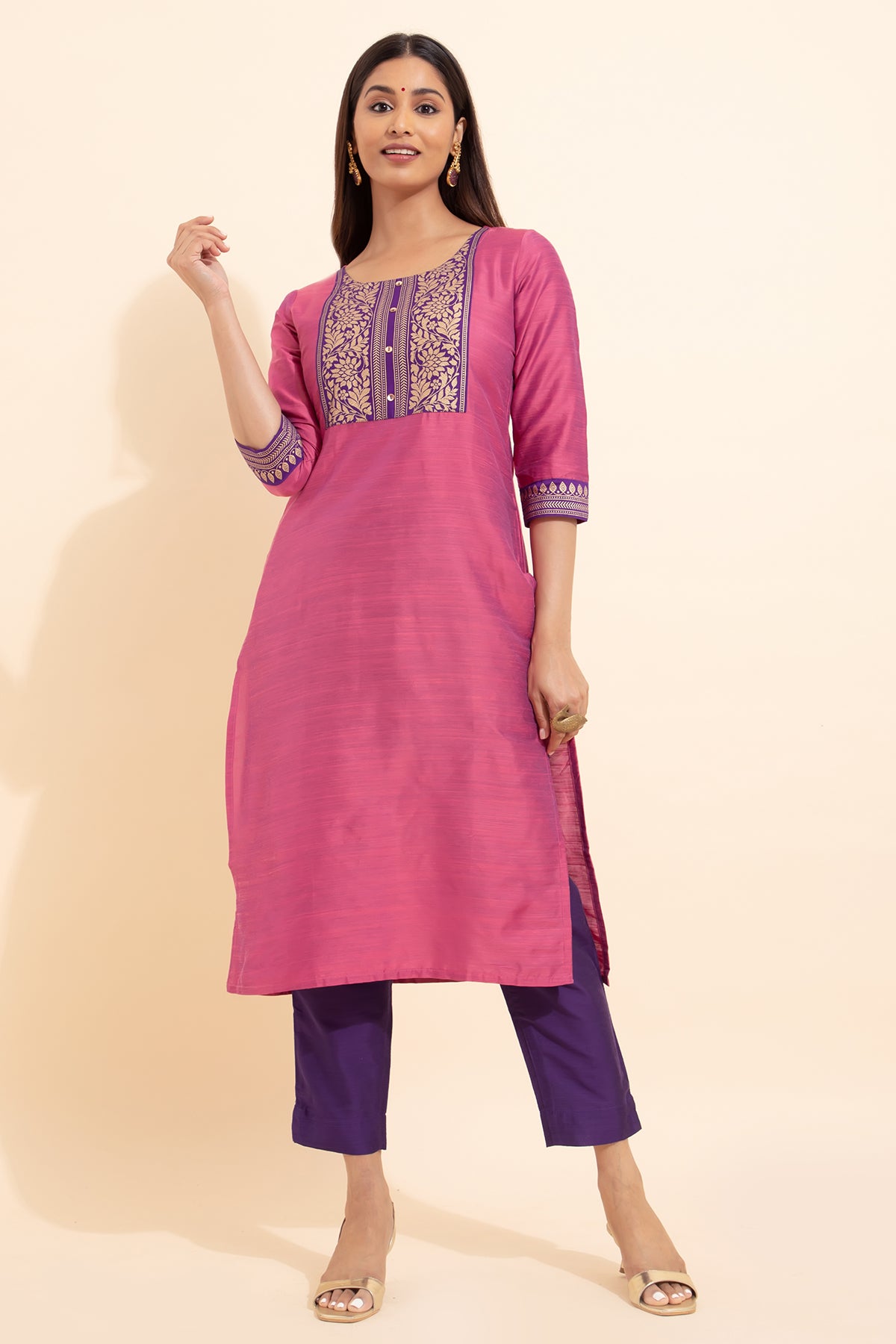 Floral Printed Kurta - Pink