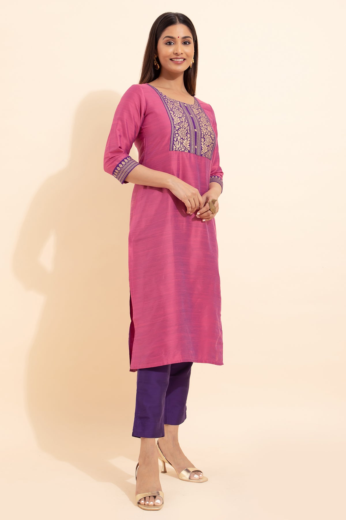 Floral Printed Kurta - Pink