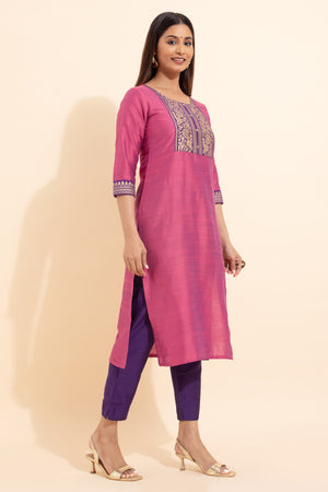 Floral Printed Kurta - Pink