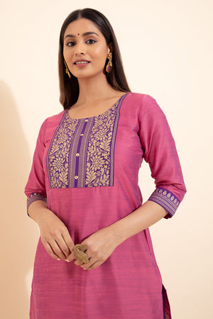 Floral Printed Kurta - Pink