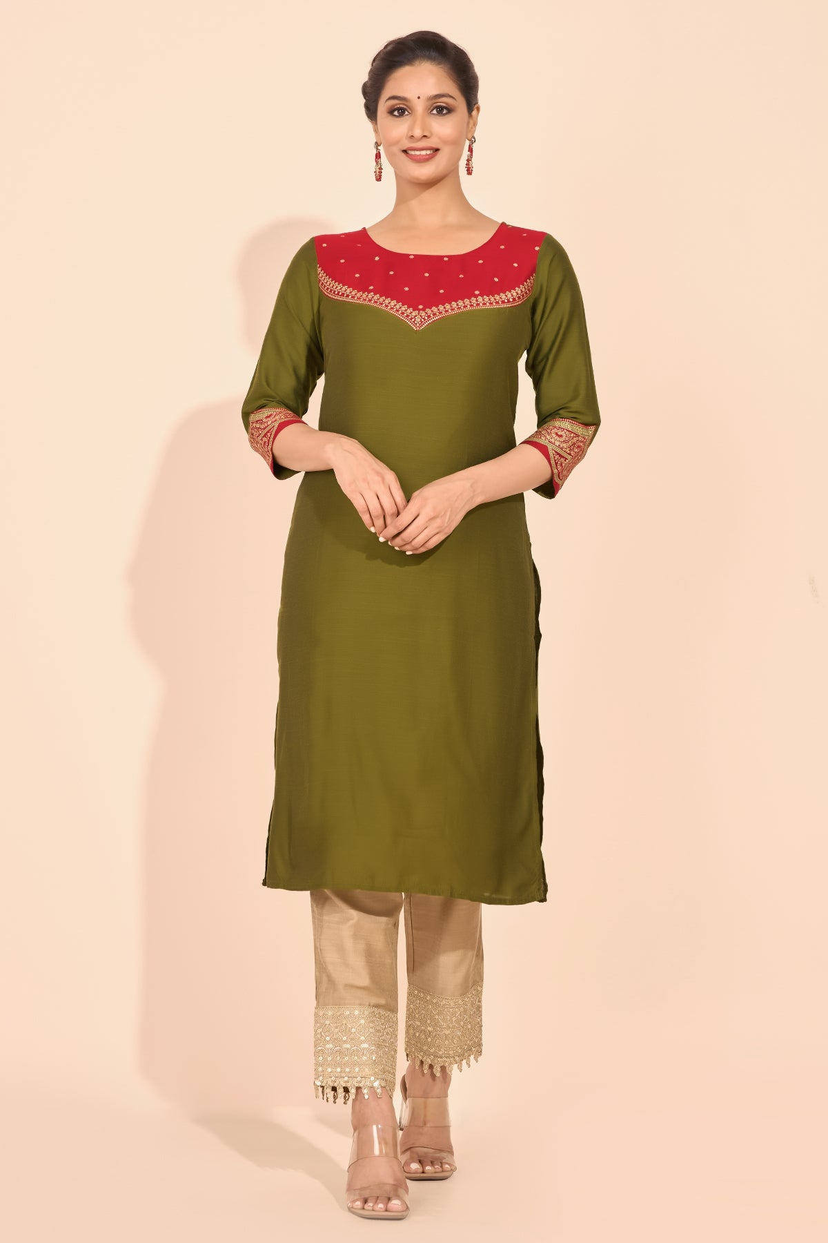 Jewel Inspired Printed Kurta - Green