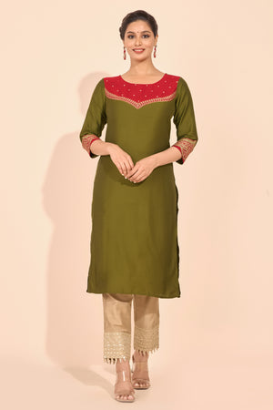 Jewel Inspired Printed Kurta - Green