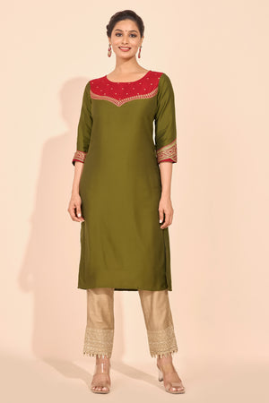 Jewel Inspired Printed Kurta - Green