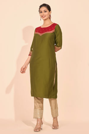 Jewel Inspired Printed Kurta - Green