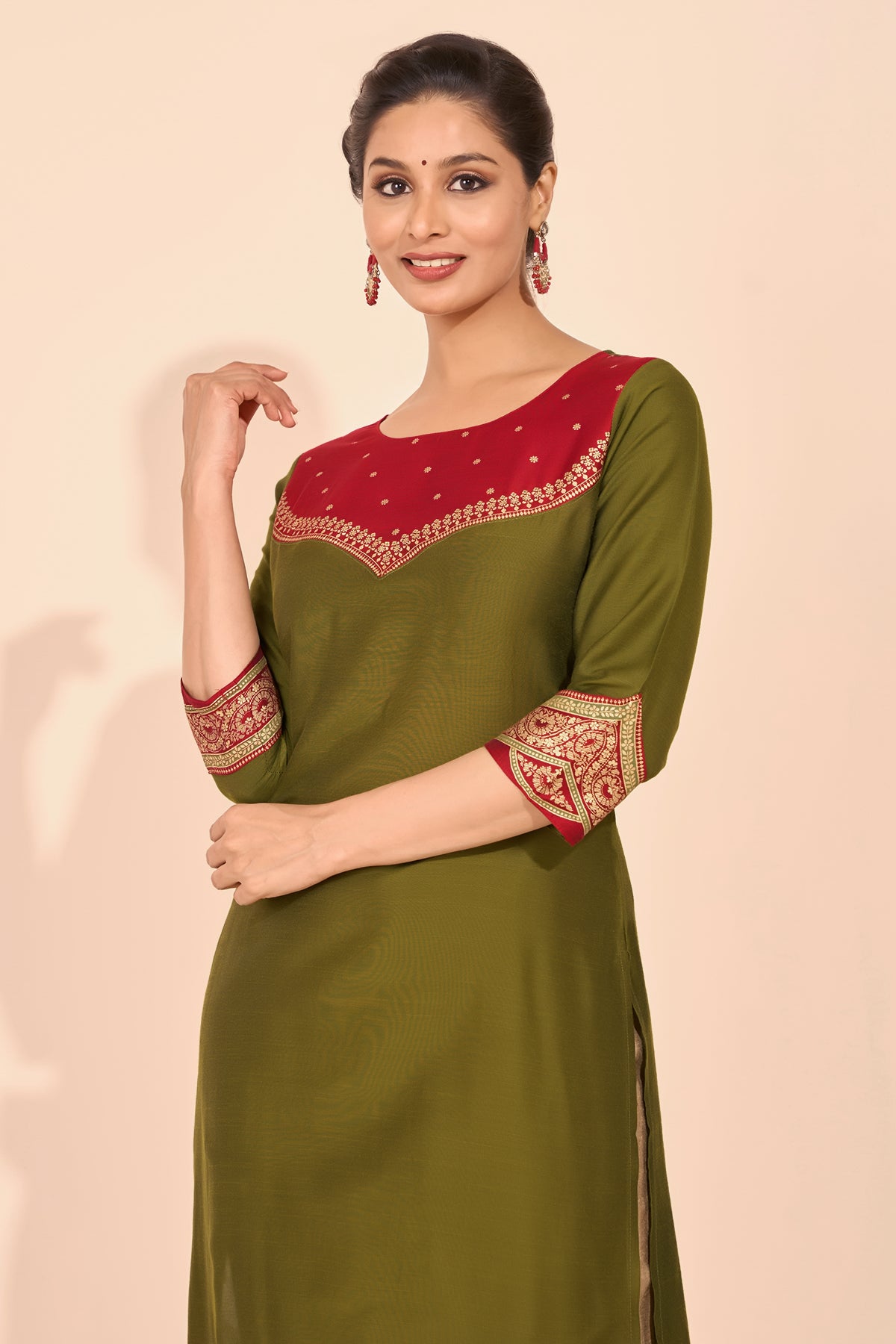 Jewel Inspired Printed Kurta - Green