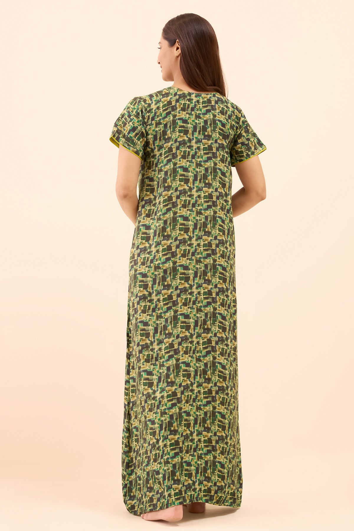 Abstract Printed Nighty - Green