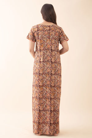 Paisley Kalmakri Printed Nighty - Brown