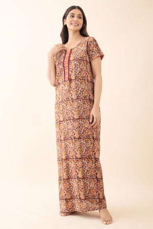 Paisley Kalmakri Printed Nighty - Brown