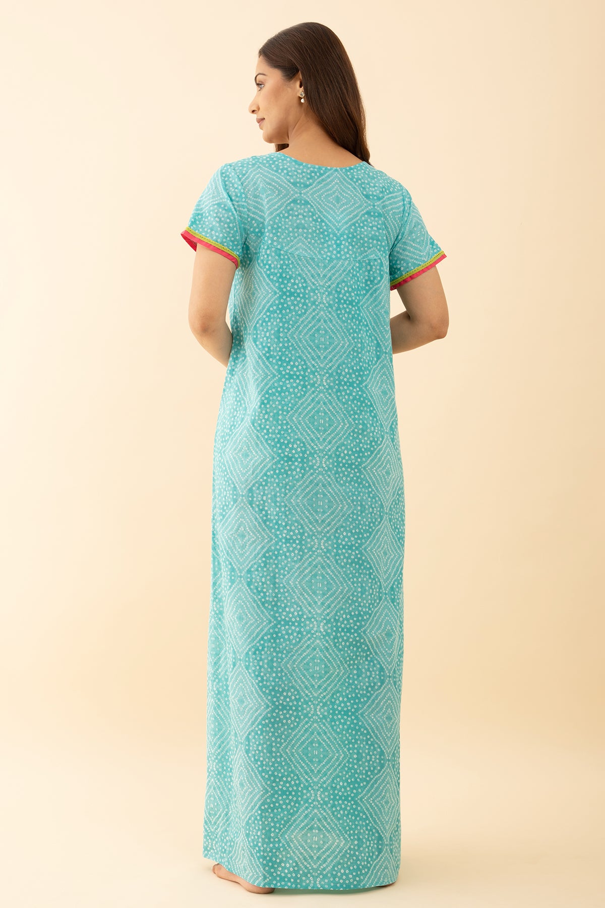 Blue Color Cotton Nighty with Stylish Embroidery