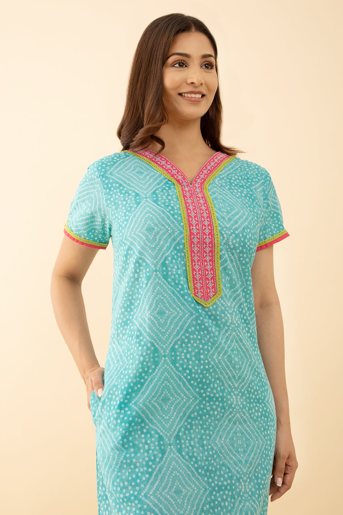 Blue Color Cotton Nighty with Stylish Embroidery