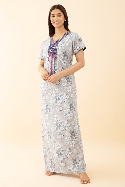 Printed Blue Nighty Floral Ditsy Delight