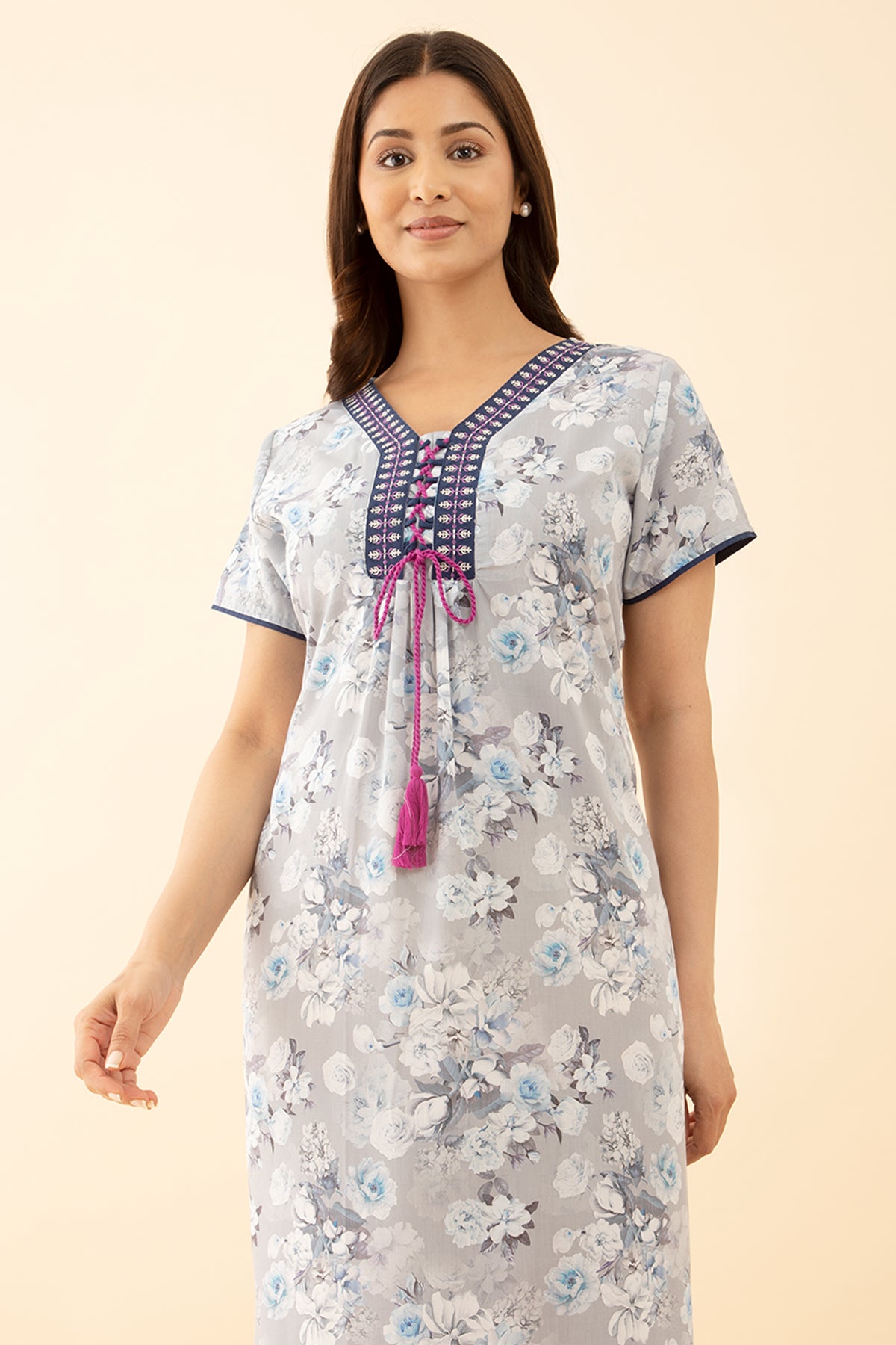 Printed Blue Nighty Floral Ditsy Delight