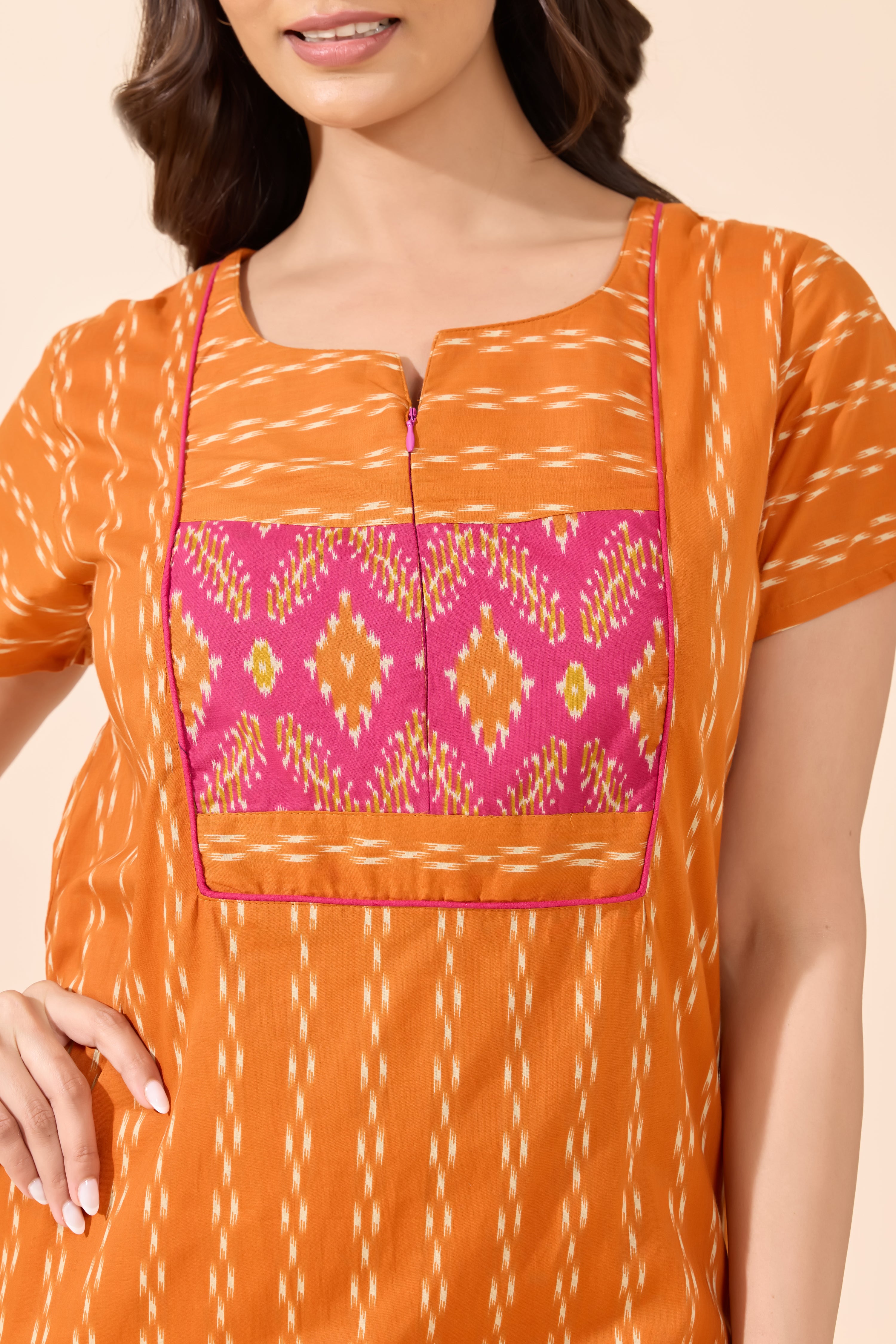 RUST IKAT COTTON NIGHTWEAR
