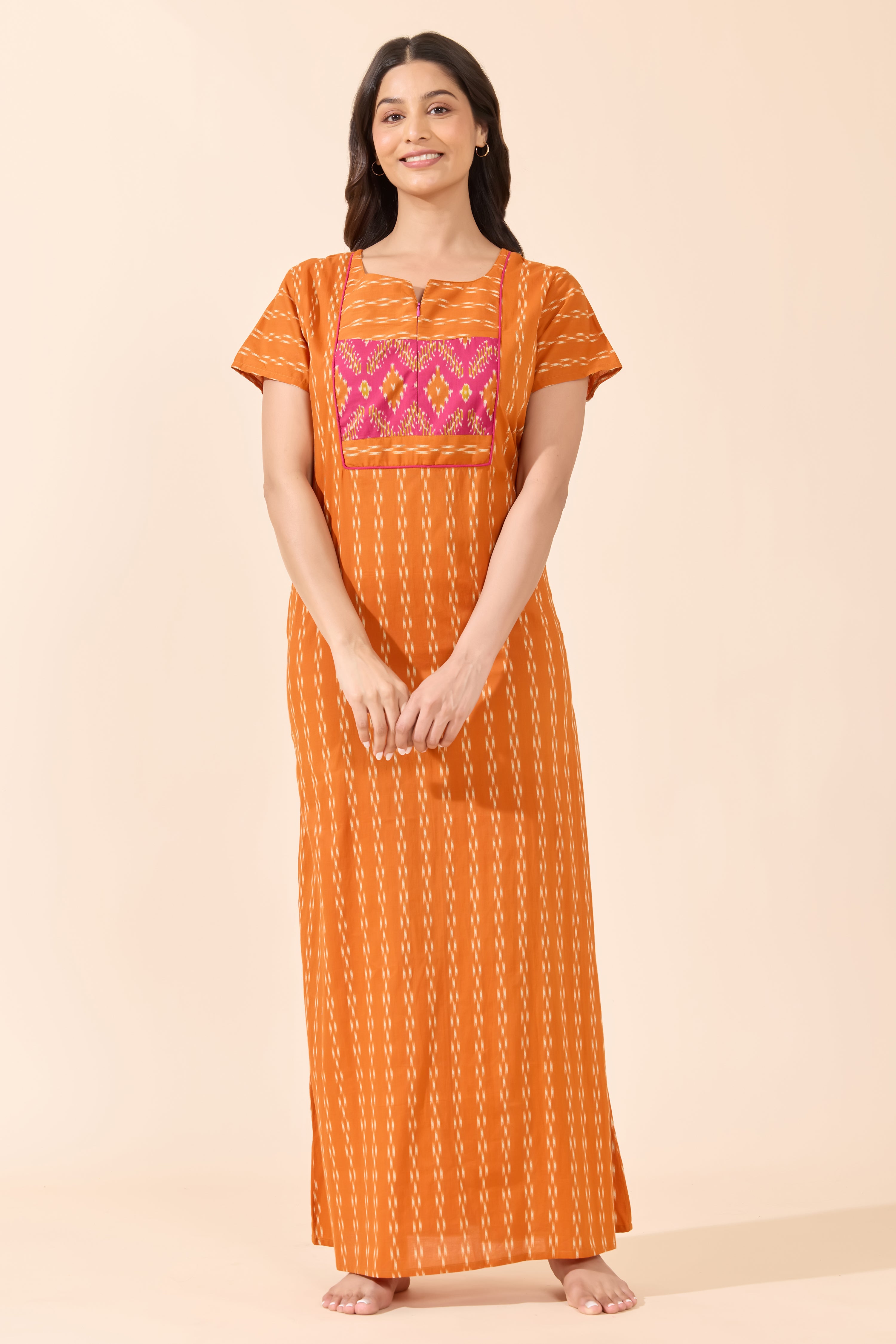 RUST IKAT COTTON NIGHTWEAR