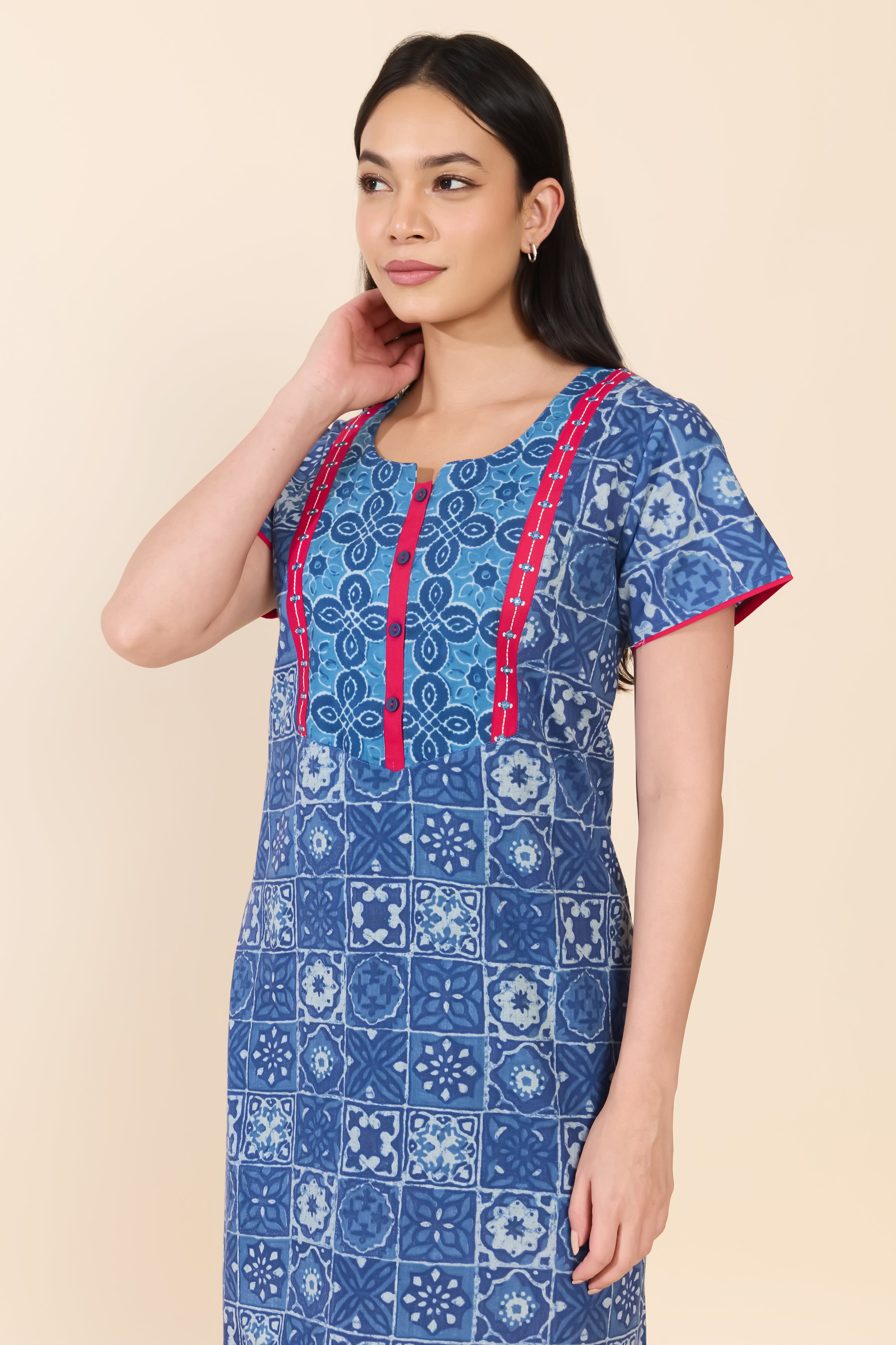 BLUE & PINK INDIGO COTTON NIGHTWEAR
