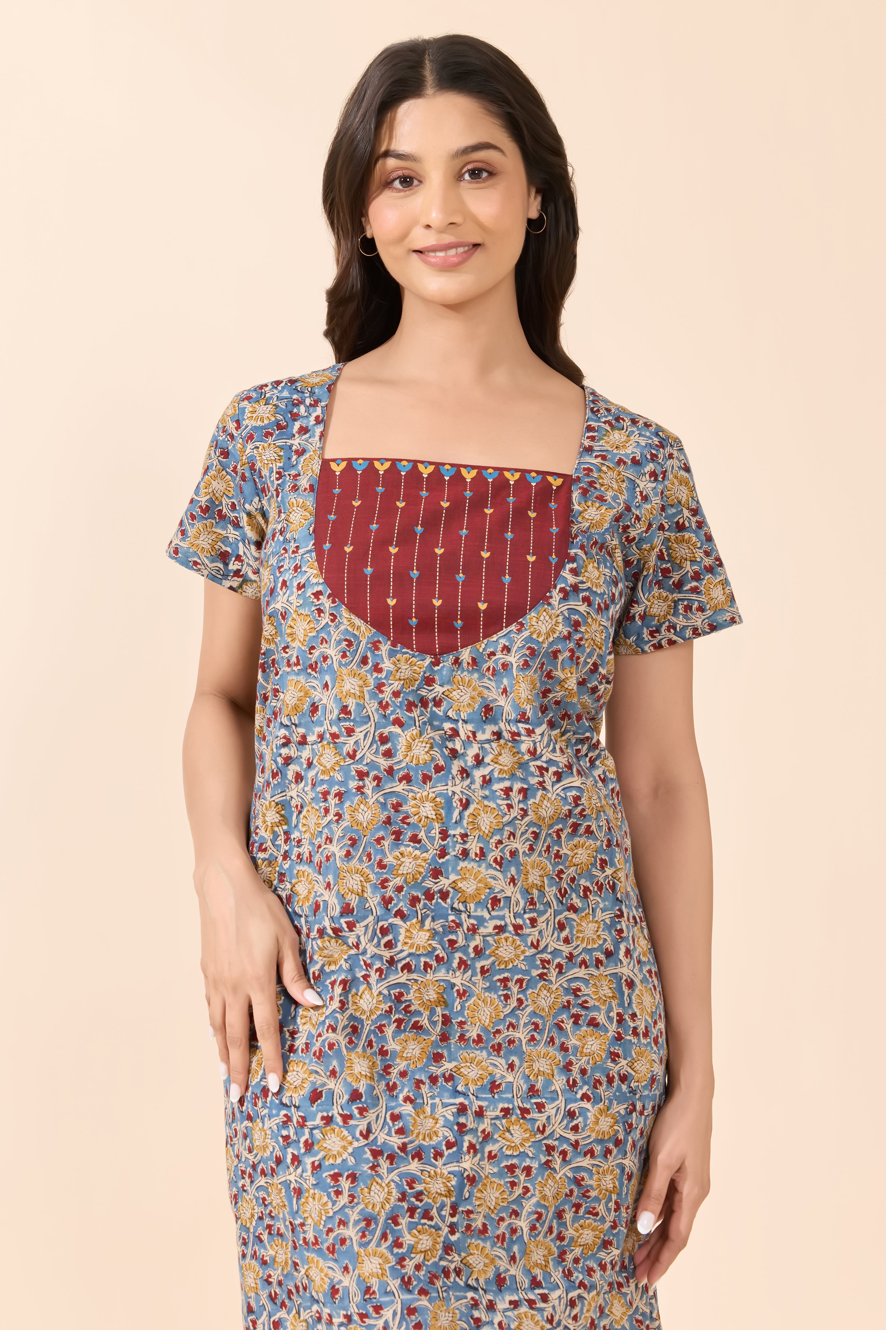 Blue Kalamkari Cotton Nightwear