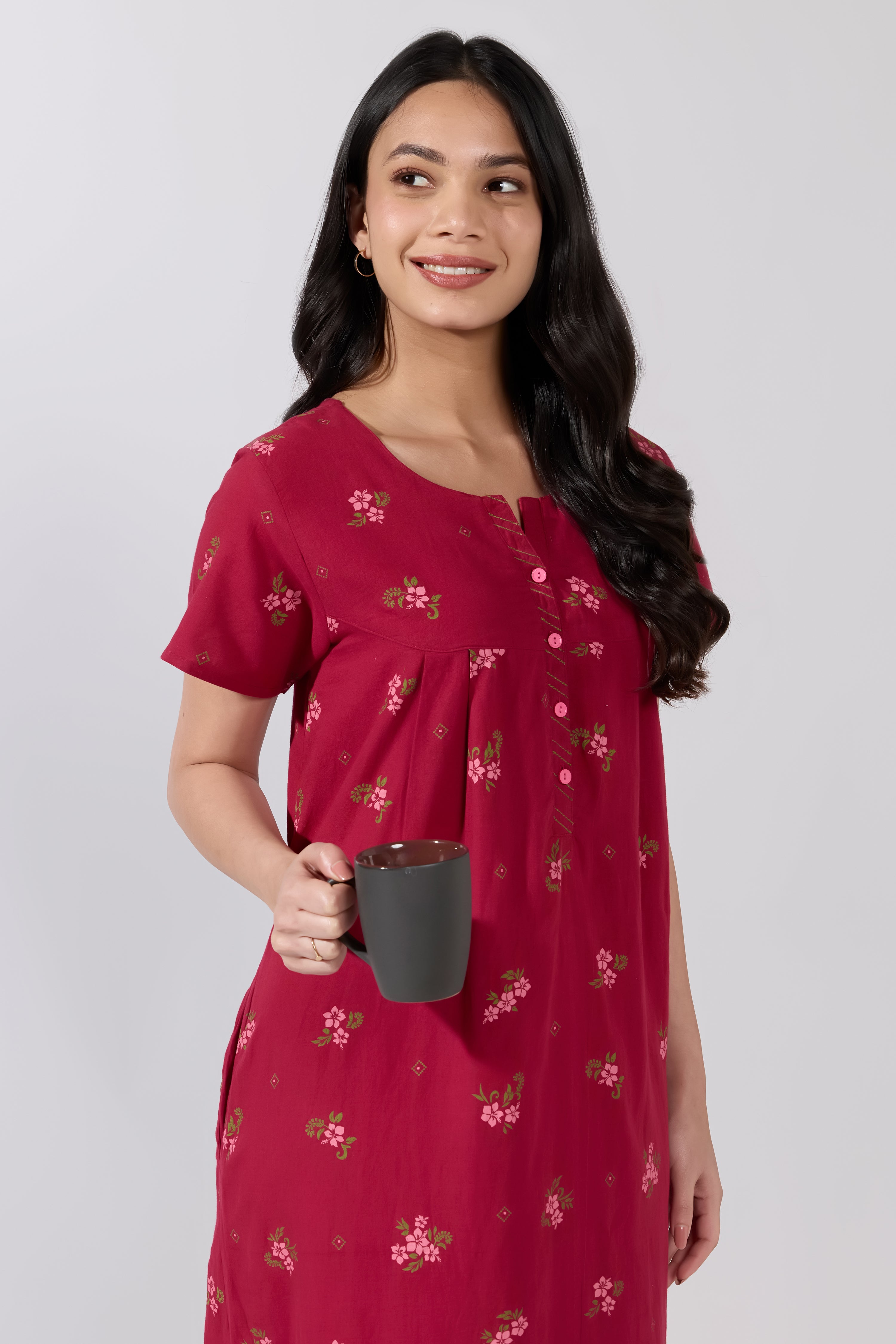 Short Cotton Night Dress For Women Women's Cotton Nighty With Short  Sleeves, Embroidered Round Neck, Fron  Dream Women Ultimate Desire