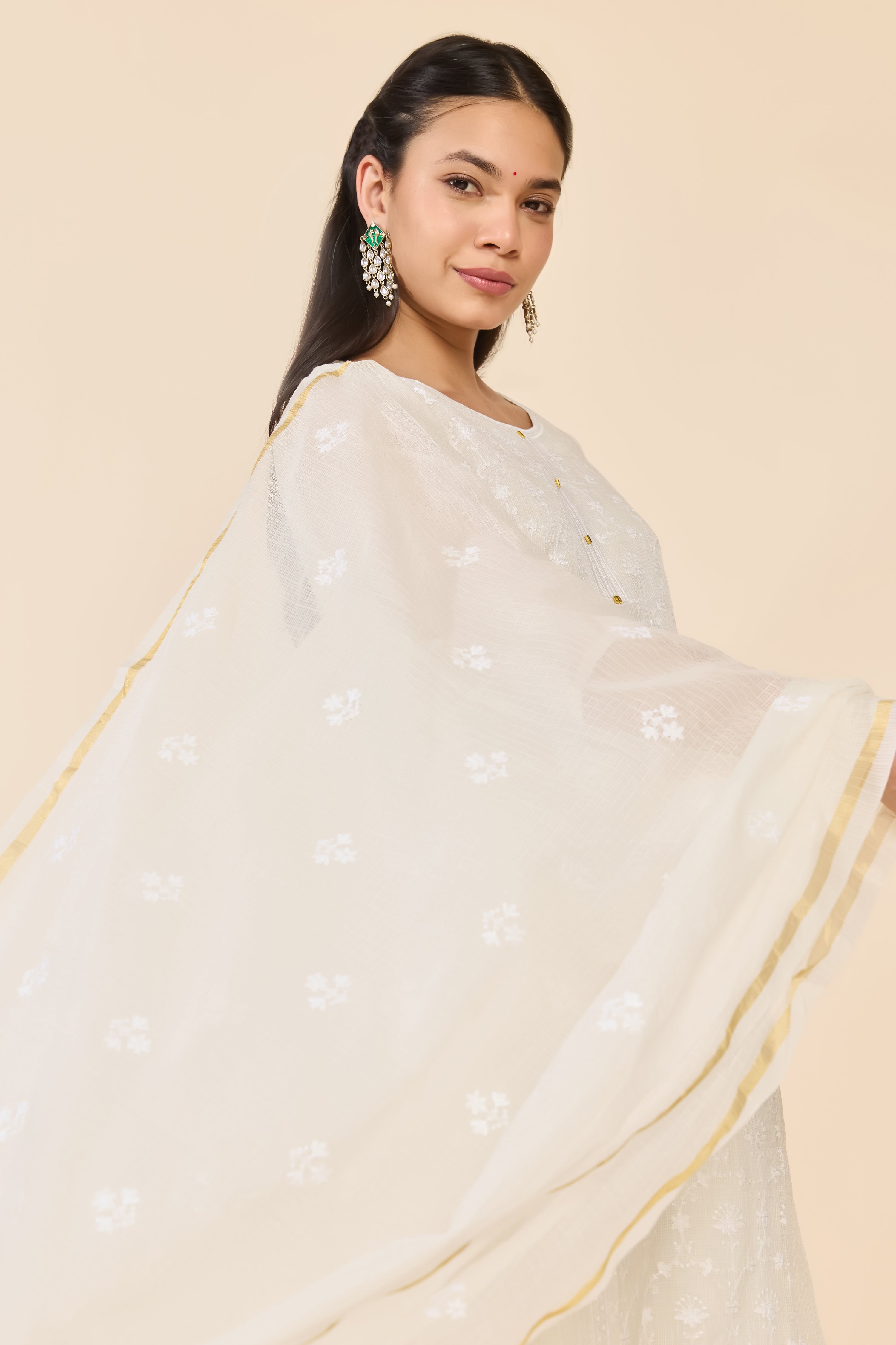 WHITE COTTON KURTA SET