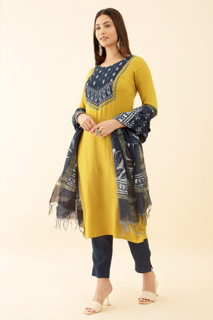 Stunning Embroidered Floral Kurta Set Dobby Delight