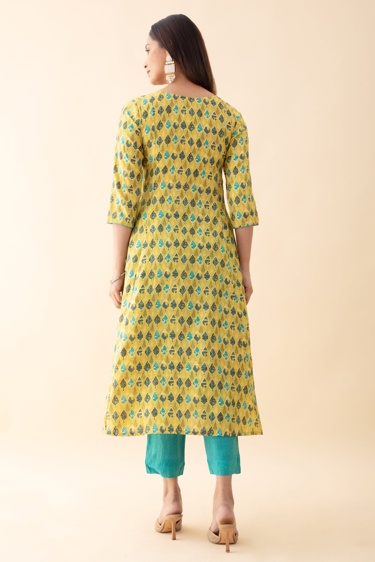 Printed Kurtaset with Ombre-Dyed Dupatta - Yellow & Green