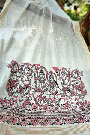 Ram Darbar Printed Dupatta Kurta Set Rust Pink Off White
