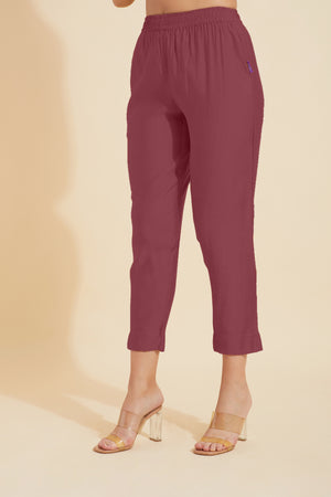 Solid Straight Pant - Brown