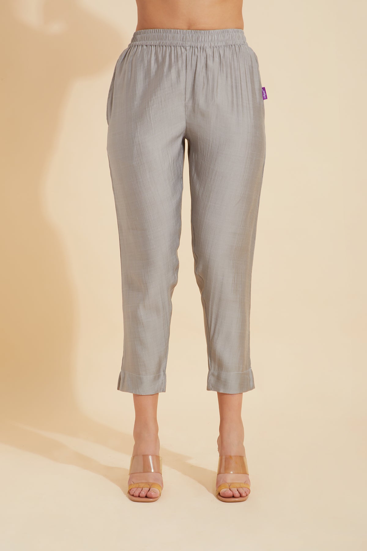 Solid Straight Pant - Grey