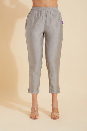 Solid Straight Pant - Grey