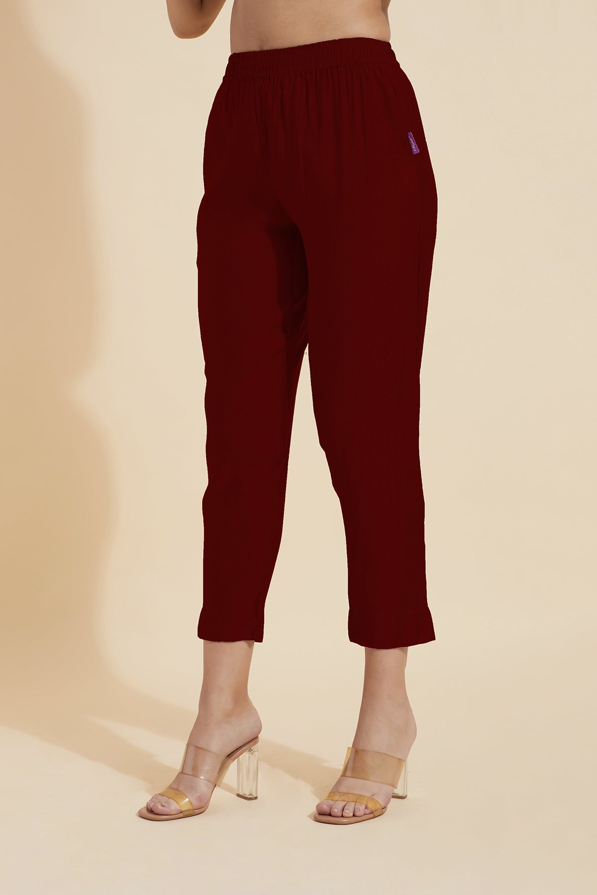 Solid Straight Pant - Maroon
