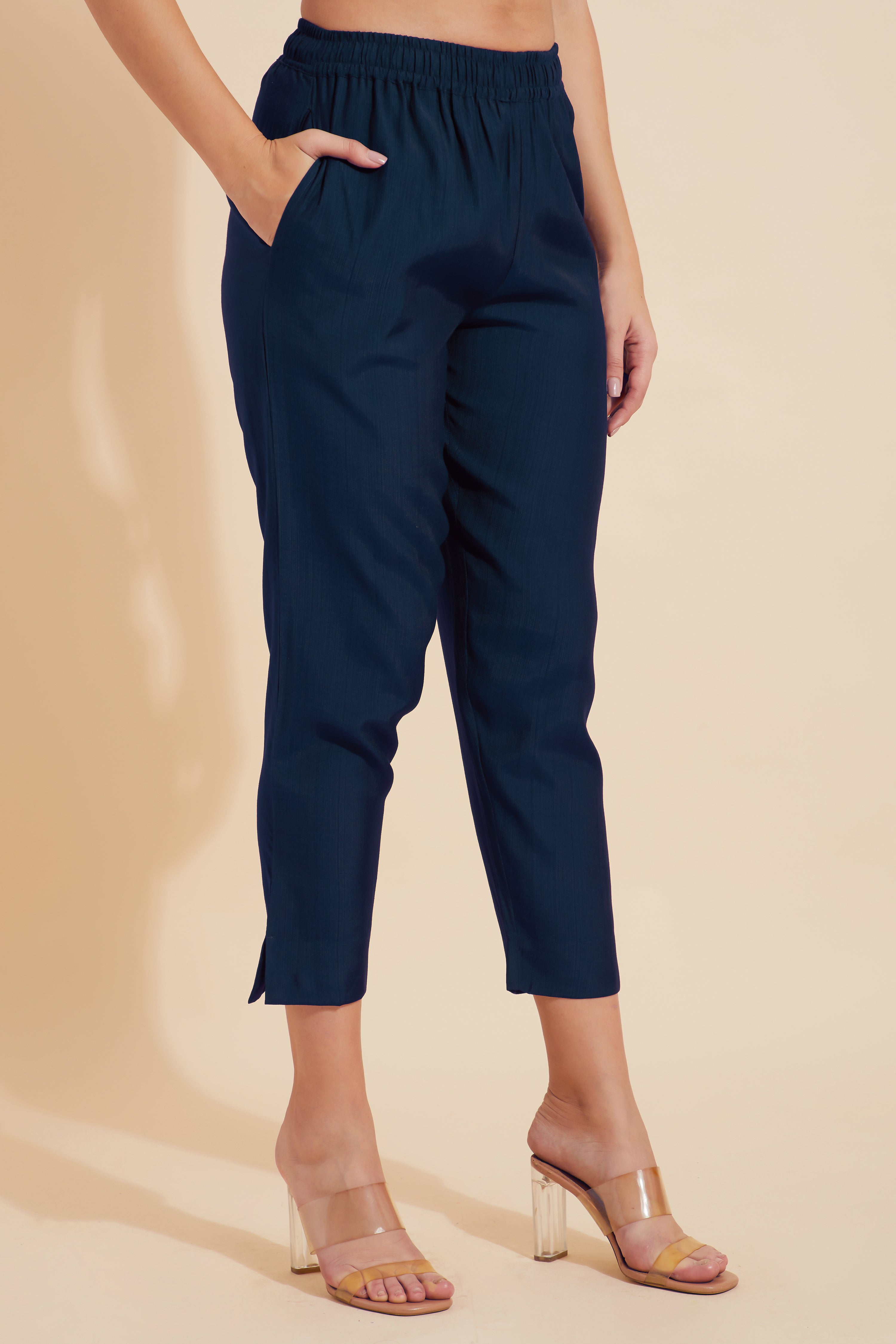 Solid Straight Pant - Navy
