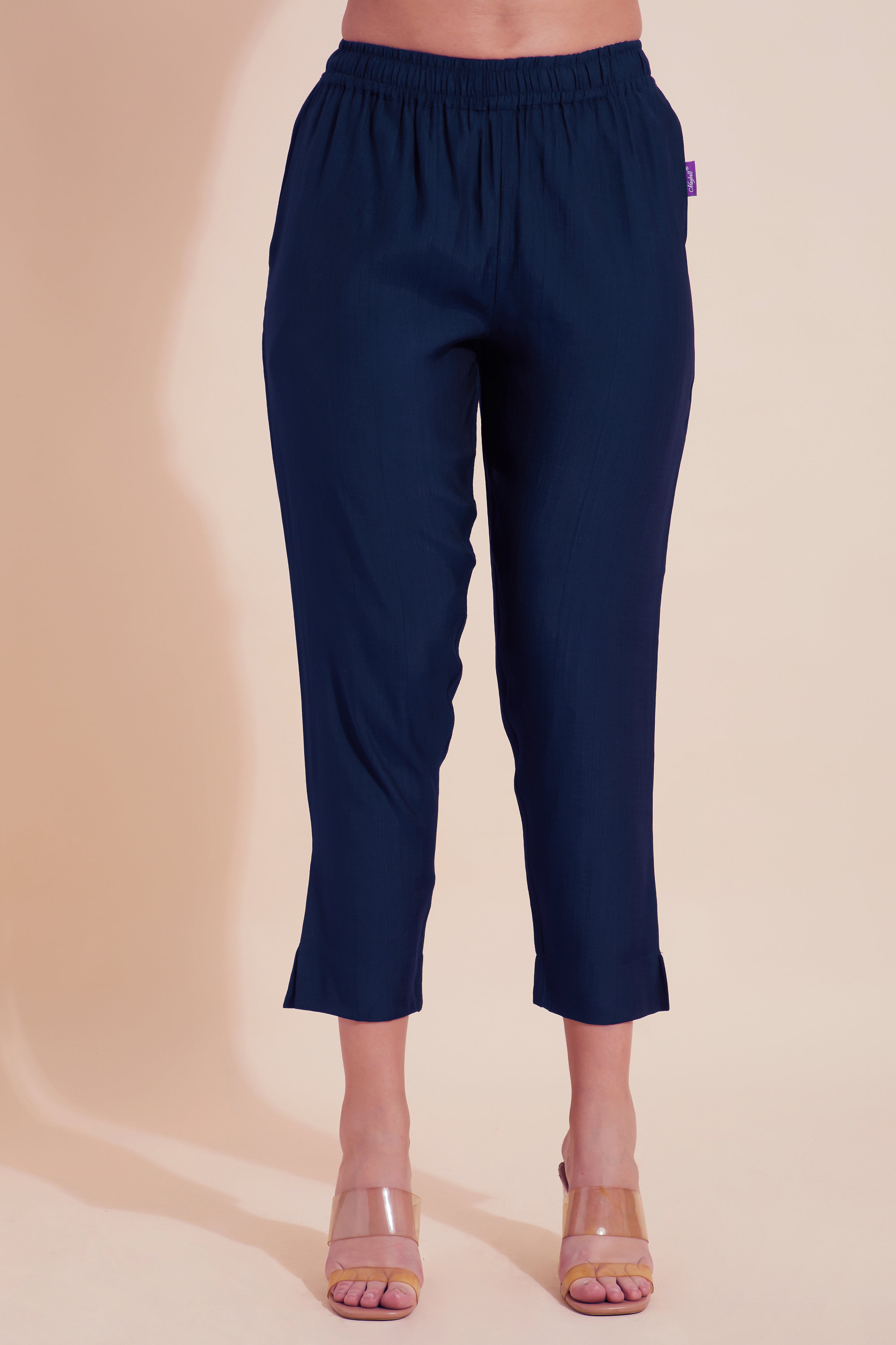 Solid Straight Pant - Navy