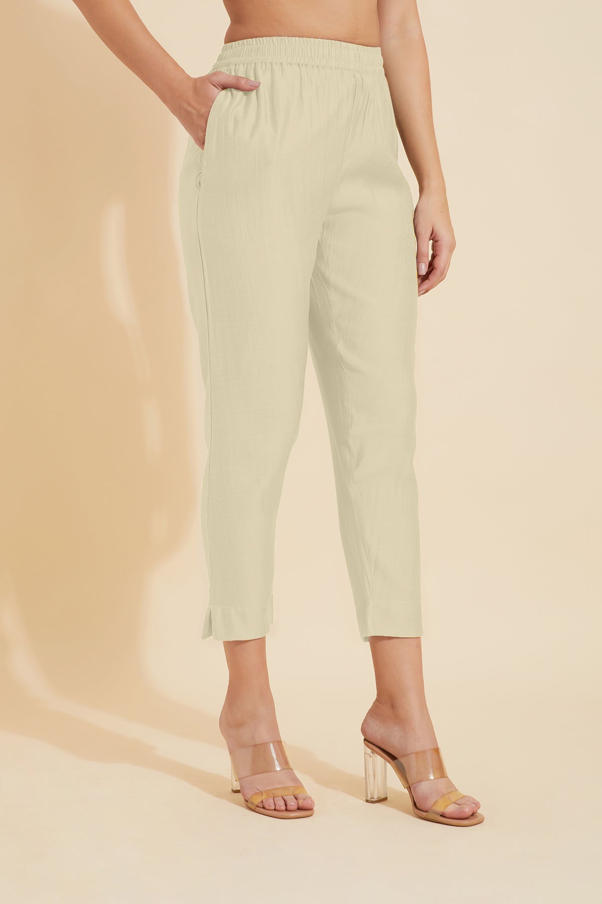 Solid Straight Pant - Off-White
