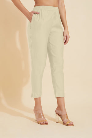 Solid Straight Pant - Off-White
