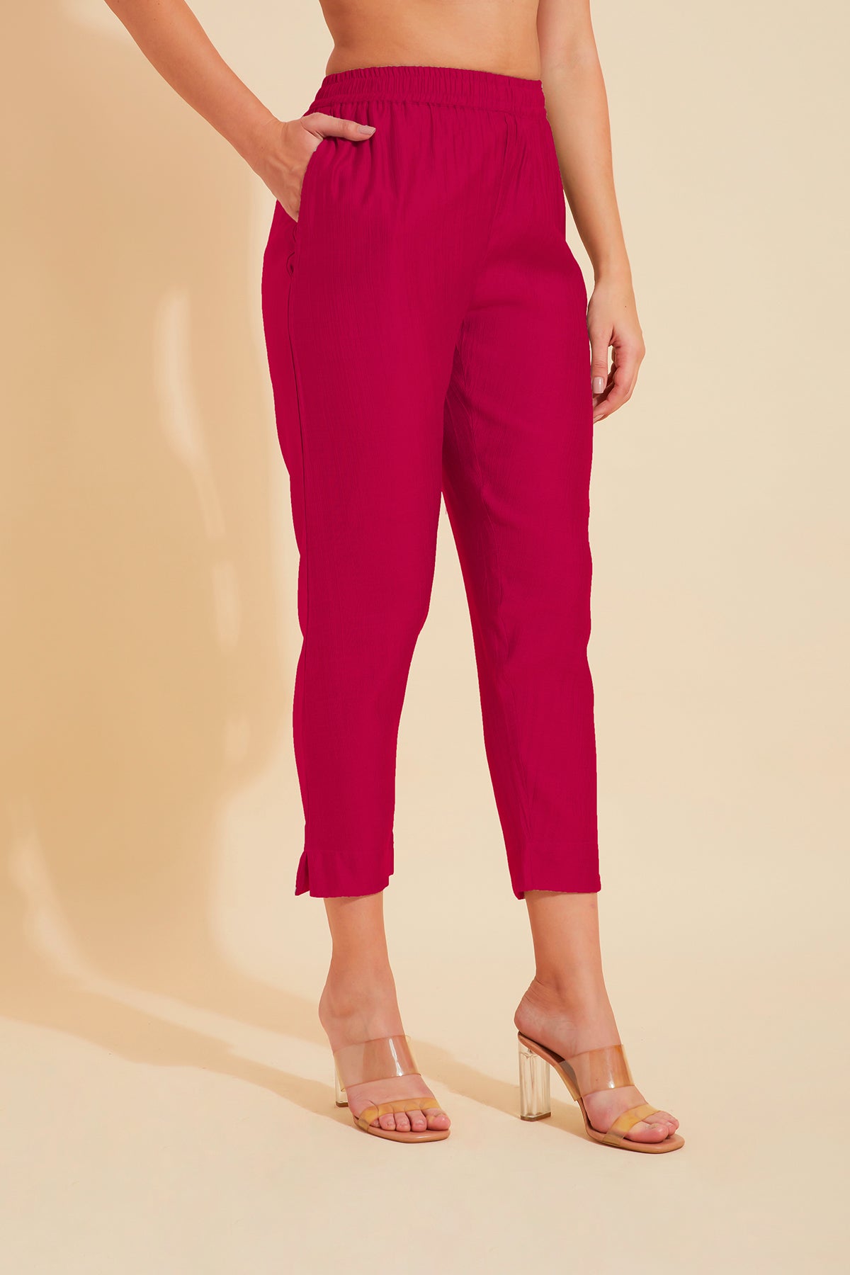 Solid Straight Pant - Pink
