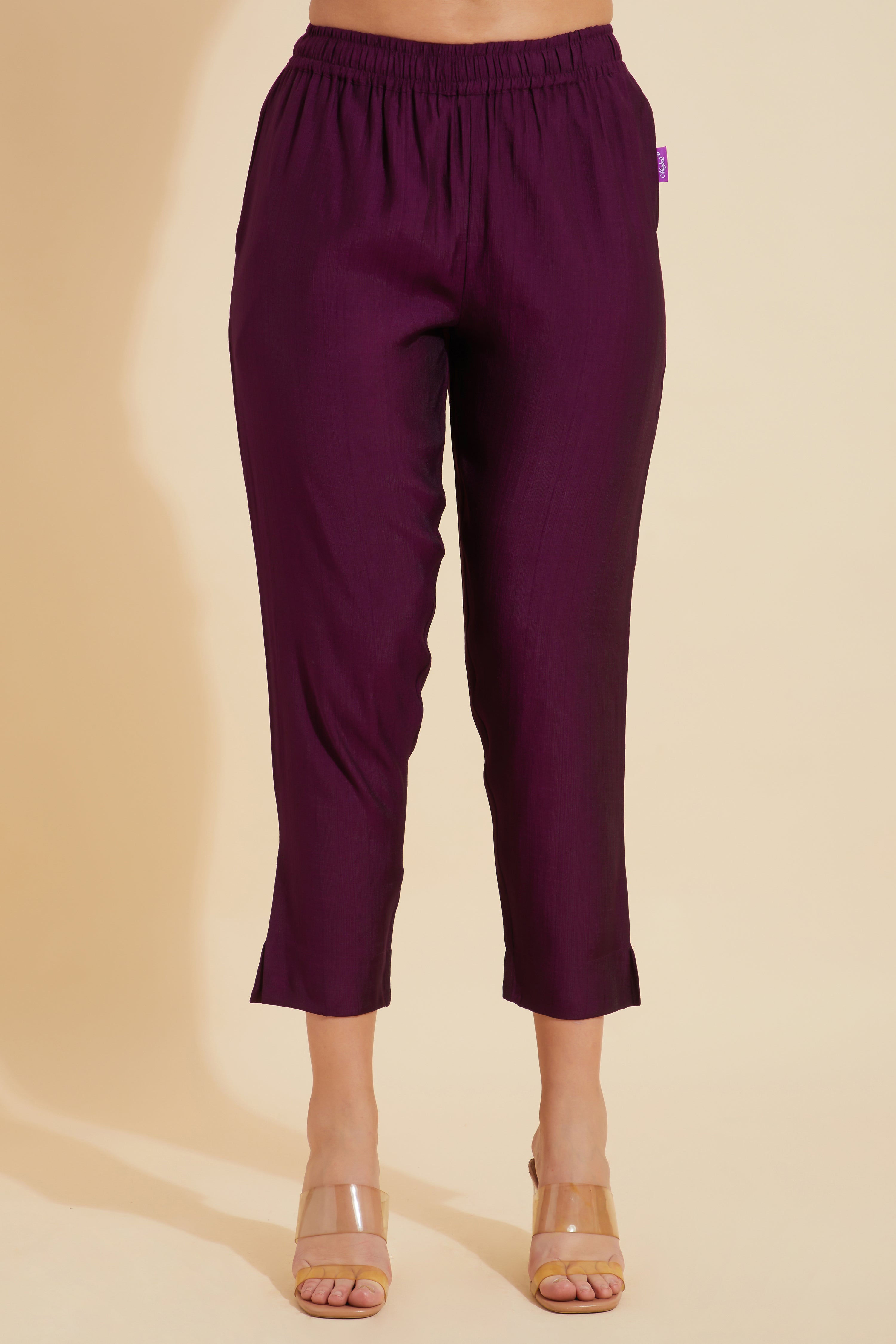 Solid Straight Pant - Purple