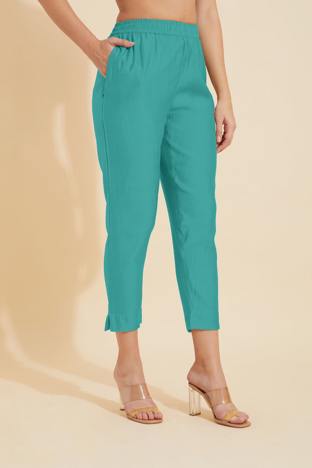 Solid Straight Pant - Turquoise
