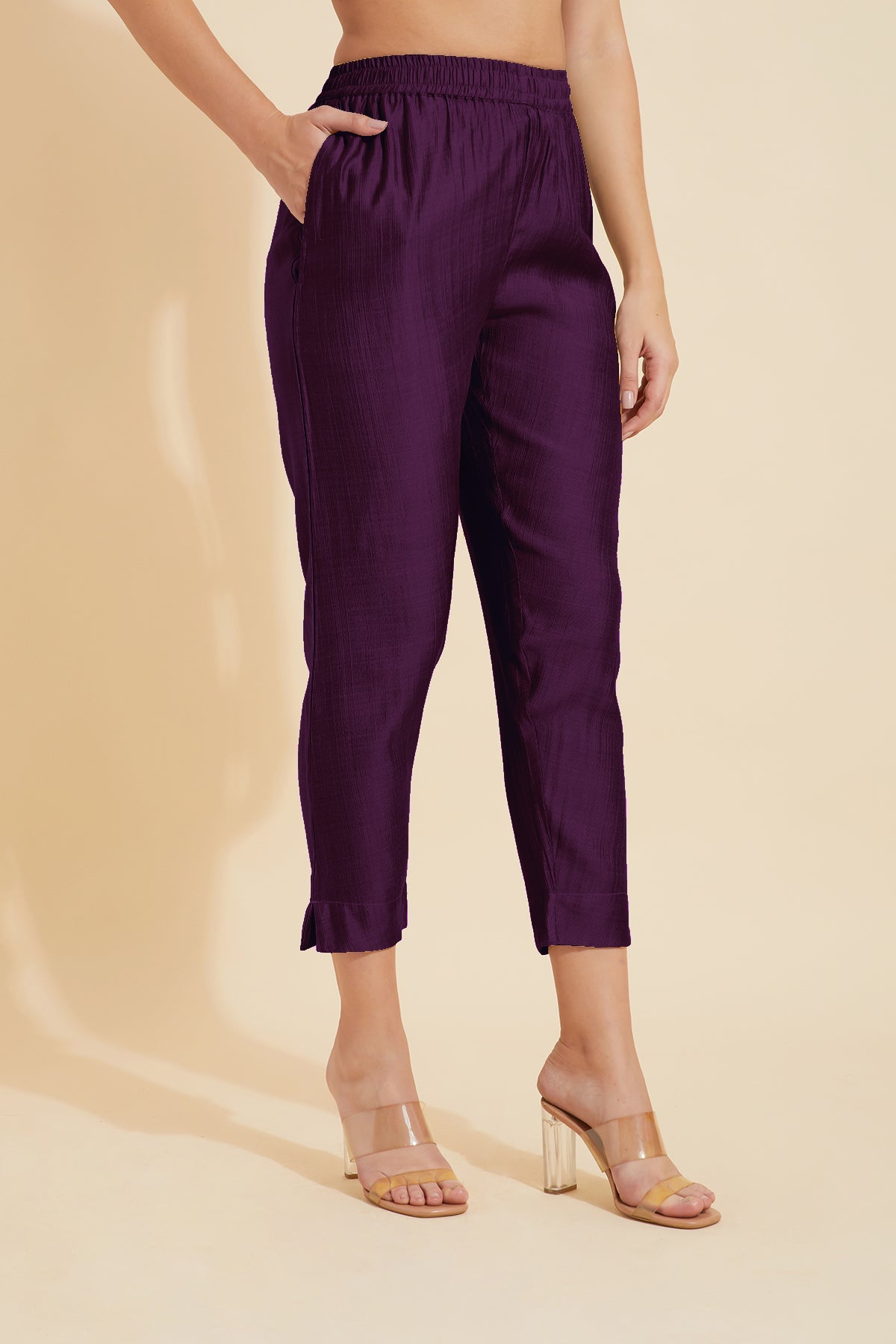 Solid Straight Pant - Violet