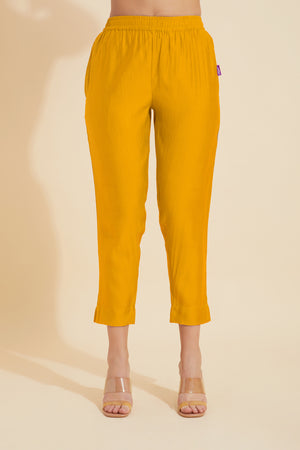 Solid Straight Pant - Mustard