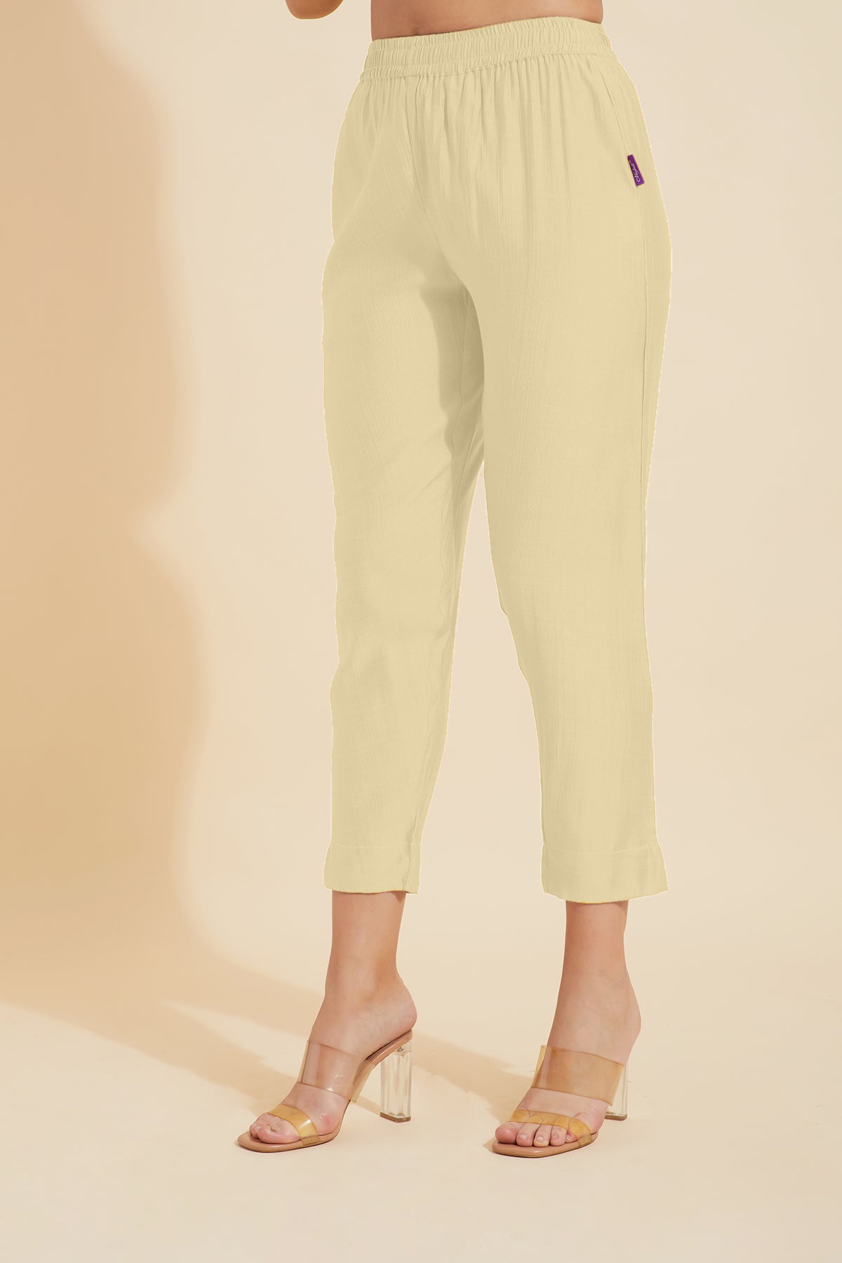 Solid Straight Pant - Beige
